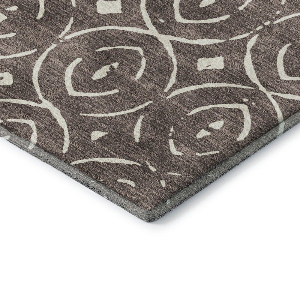 Luxury Washable Indoor/Outdoor The Reserve Brown 1'8" x 2'6" Rug. Picture 2