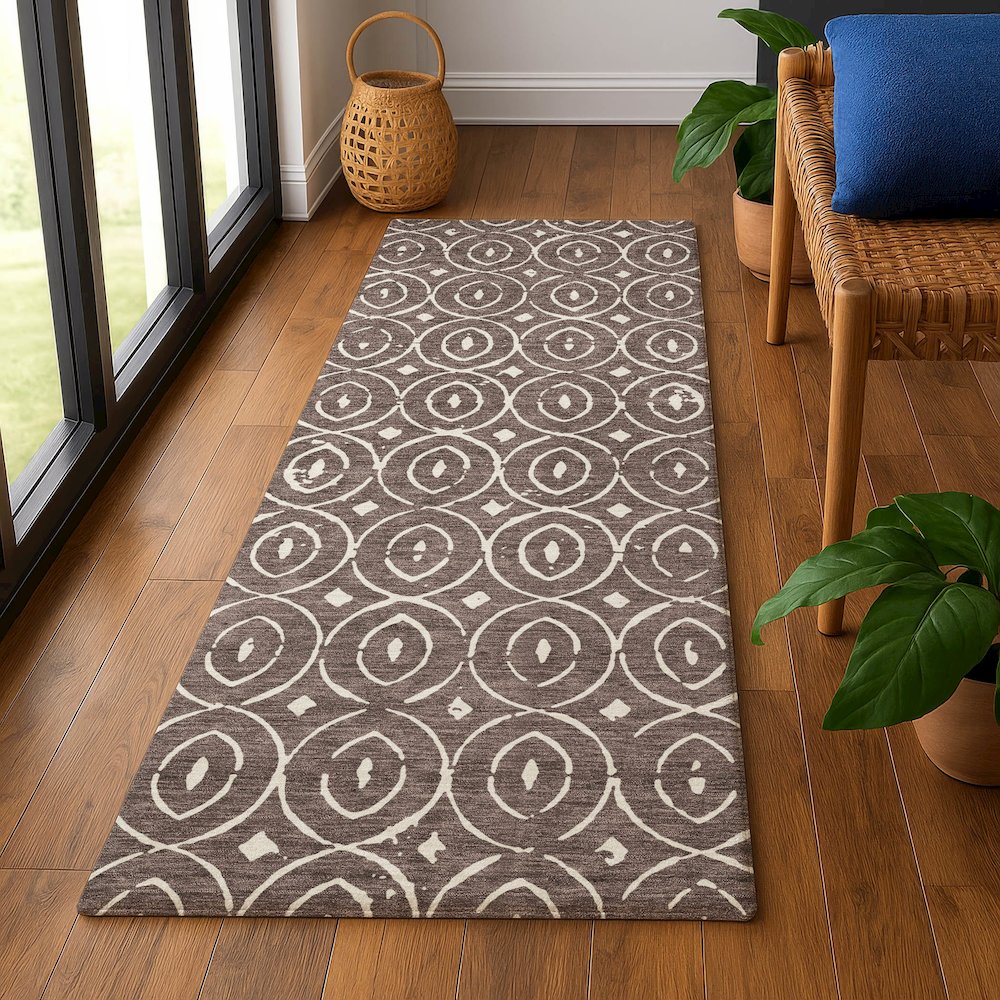 Luxury Washable Indoor/Outdoor The Reserve Brown 2'3" x 7'6" Runner Rug. Picture 5