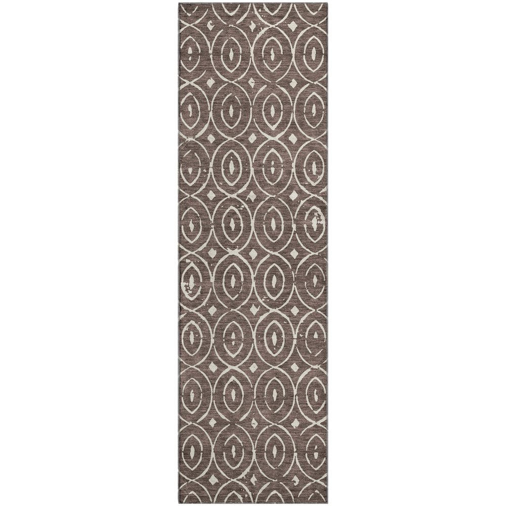 Luxury Washable Indoor/Outdoor The Reserve Brown 2'3" x 7'6" Runner Rug. Picture 1