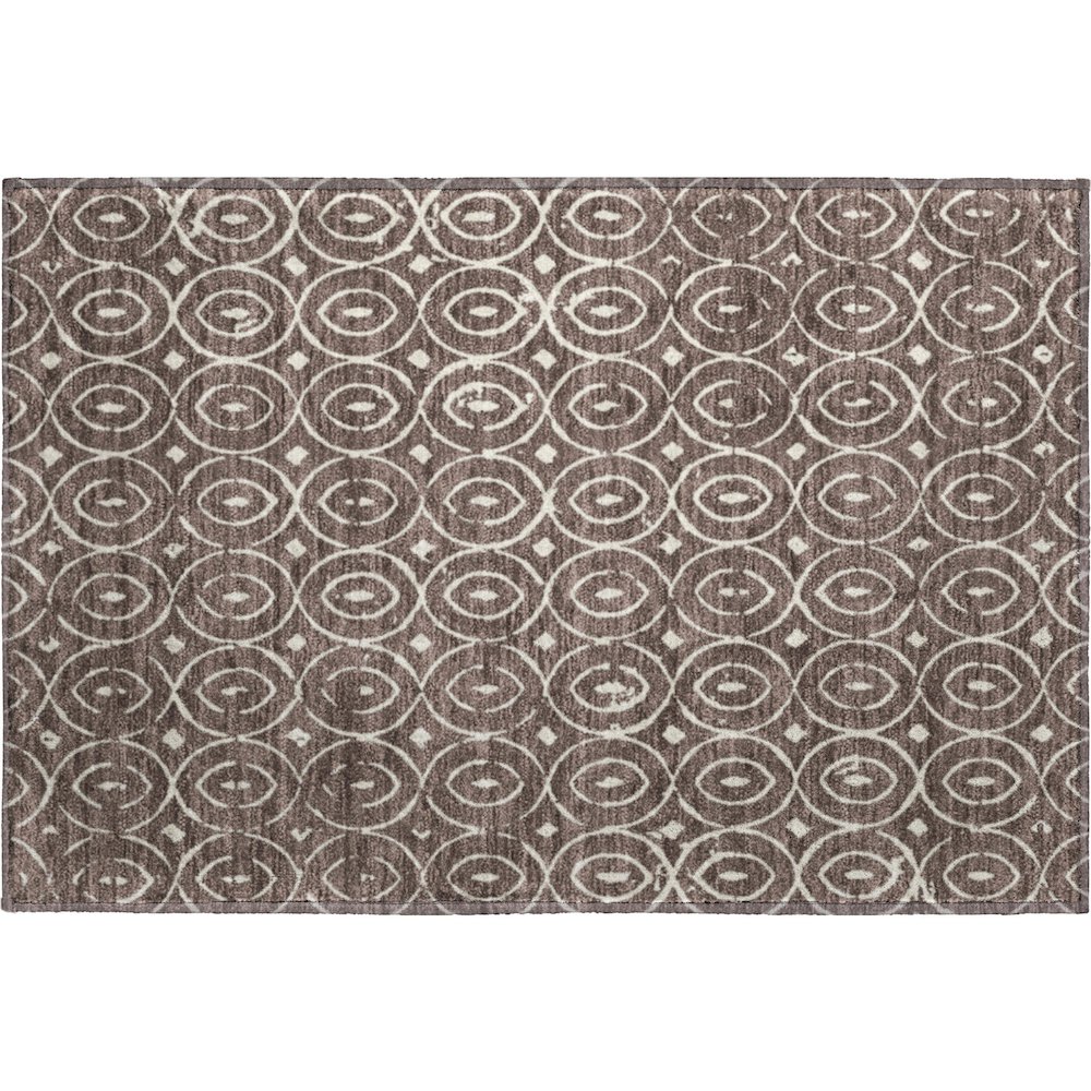 Luxury Washable Indoor/Outdoor The Reserve Brown 1'8" x 2'6" Rug. Picture 1