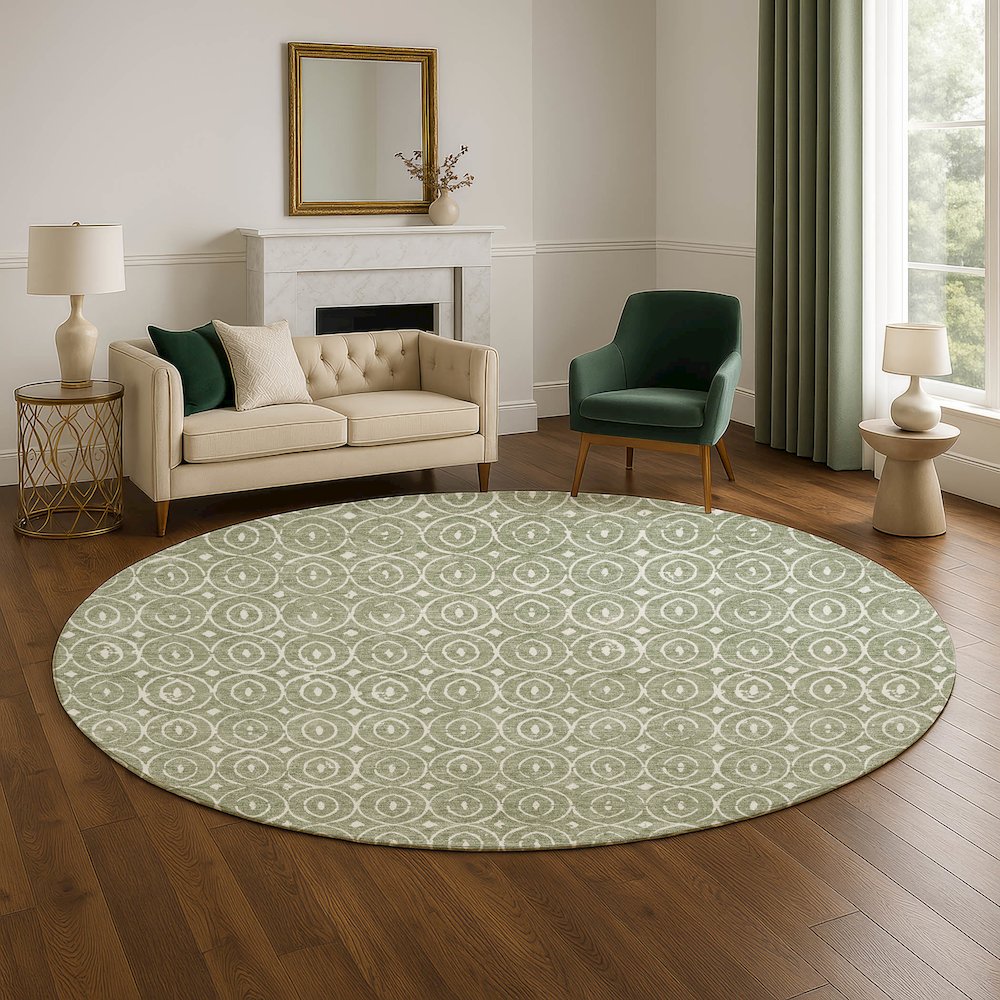 Luxury Washable Indoor/Outdoor The Reserve Fern 8' x 8' Round Rug. Picture 5