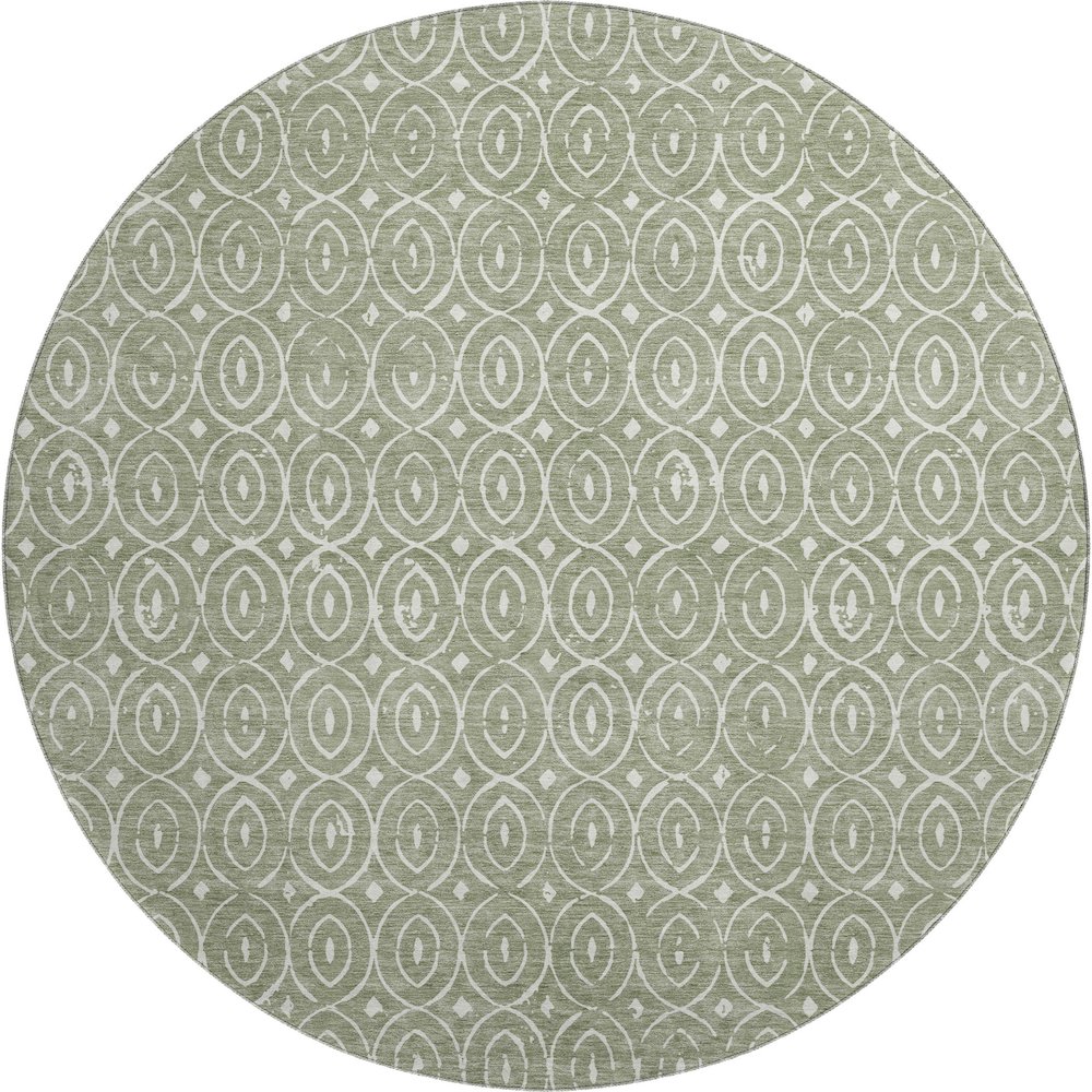 Luxury Washable Indoor/Outdoor The Reserve Fern 8' x 8' Round Rug. Picture 1