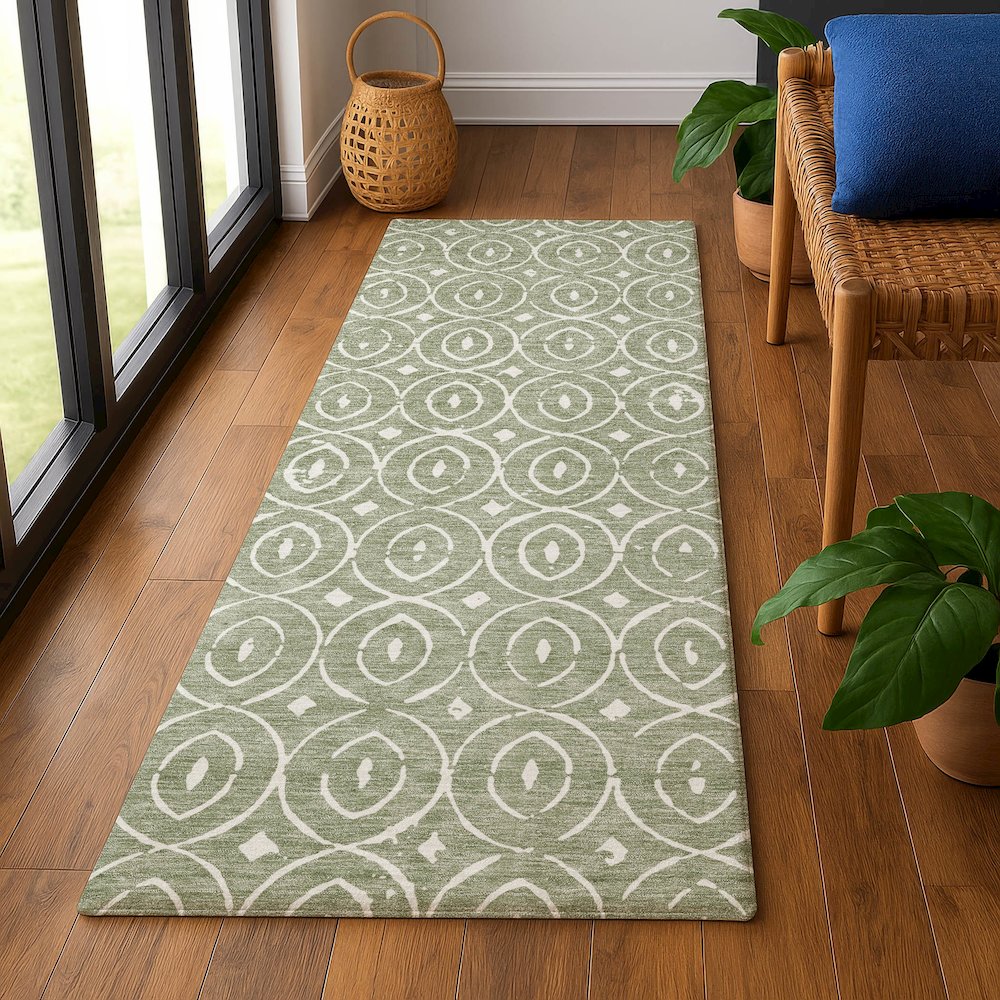Luxury Washable Indoor/Outdoor The Reserve Fern 2'3" x 7'6" Runner Rug. Picture 5