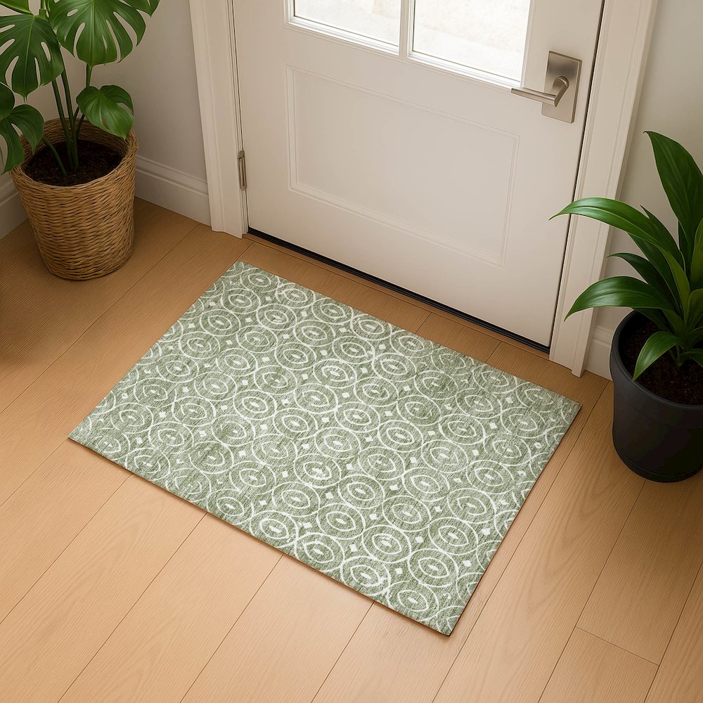 Luxury Washable Indoor/Outdoor The Reserve Fern 1'8" x 2'6" Rug. Picture 5