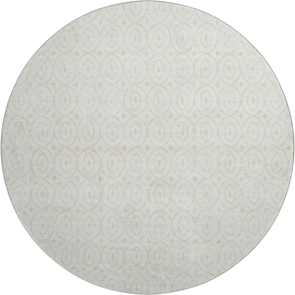 Luxury Washable Indoor/Outdoor The Reserve Ivory 8' x 8' Round Rug. Picture 1