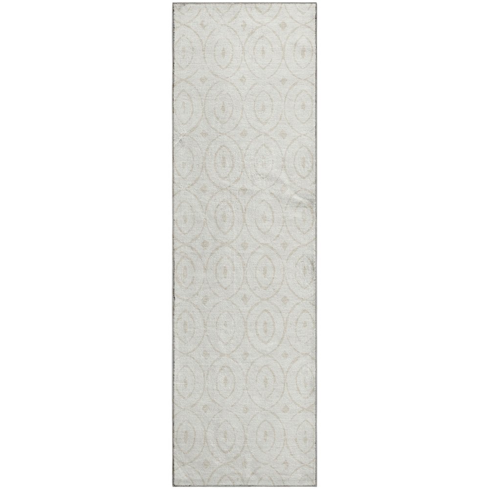 Luxury Washable Indoor/Outdoor The Reserve Ivory 2'3" x 7'6" Runner Rug. Picture 1