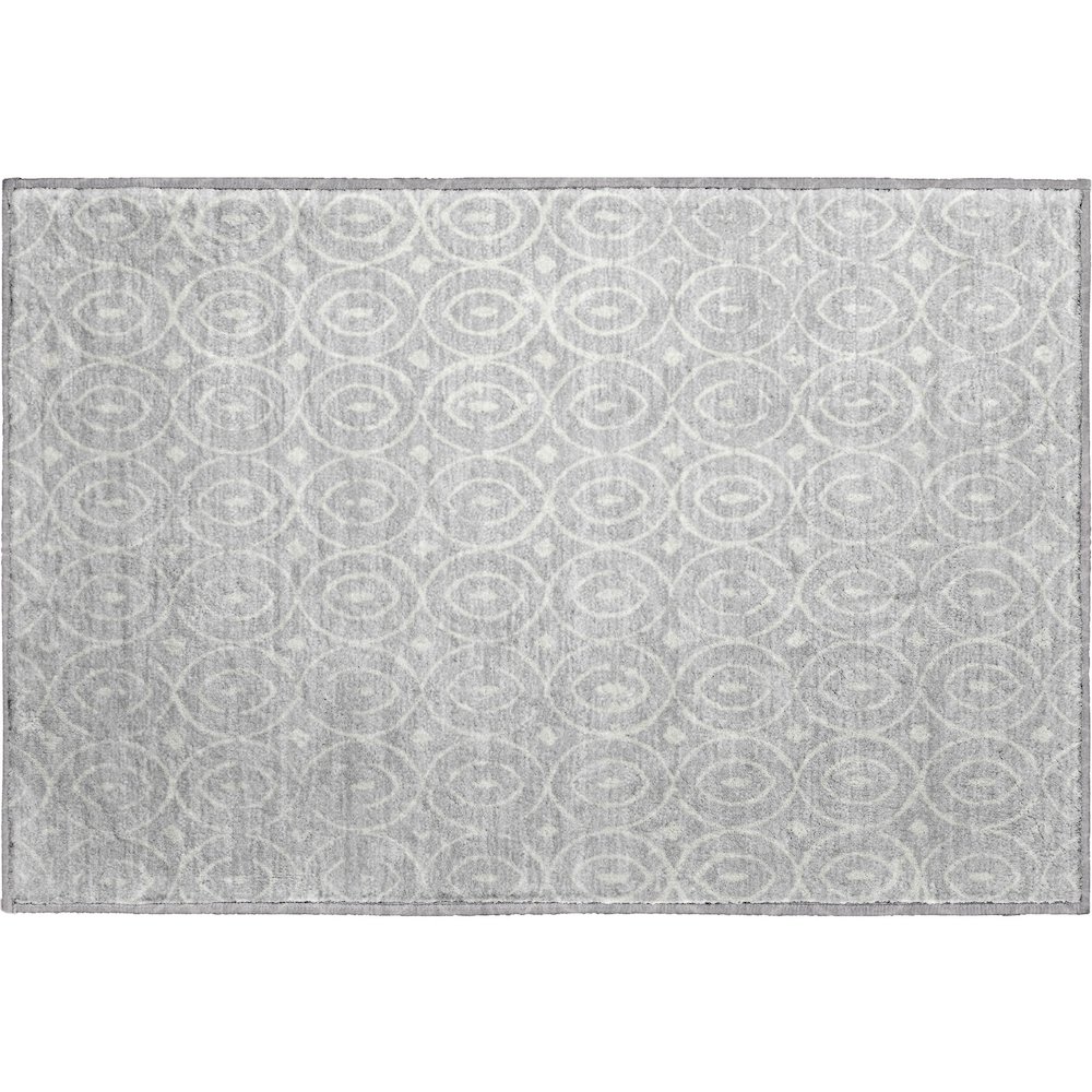 Luxury Washable Indoor/Outdoor The Reserve Silver 1'8" x 2'6" Rug. Picture 1