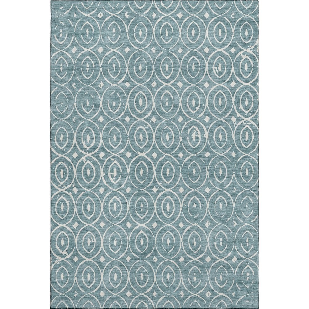 Luxury Washable Indoor/Outdoor The Reserve Turquoise 2'6" x 3'10" Rug. Picture 1