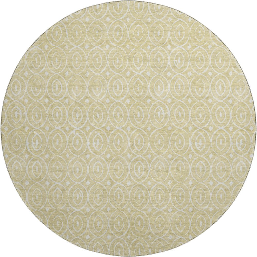 Luxury Washable Indoor/Outdoor The Reserve Wheat 8' x 8' Round Rug. Picture 1