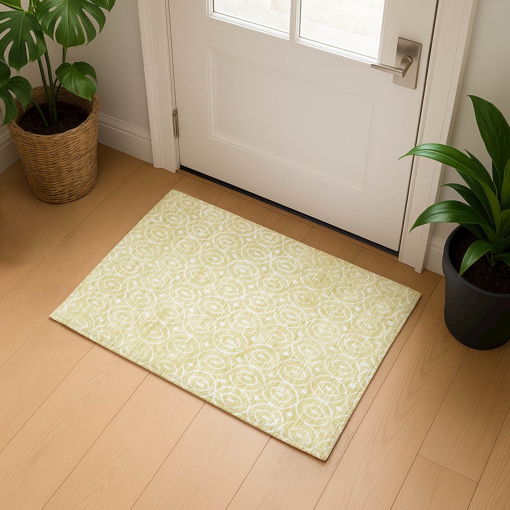 Luxury Washable Indoor/Outdoor The Reserve Wheat 1'8" x 2'6" Rug. Picture 5