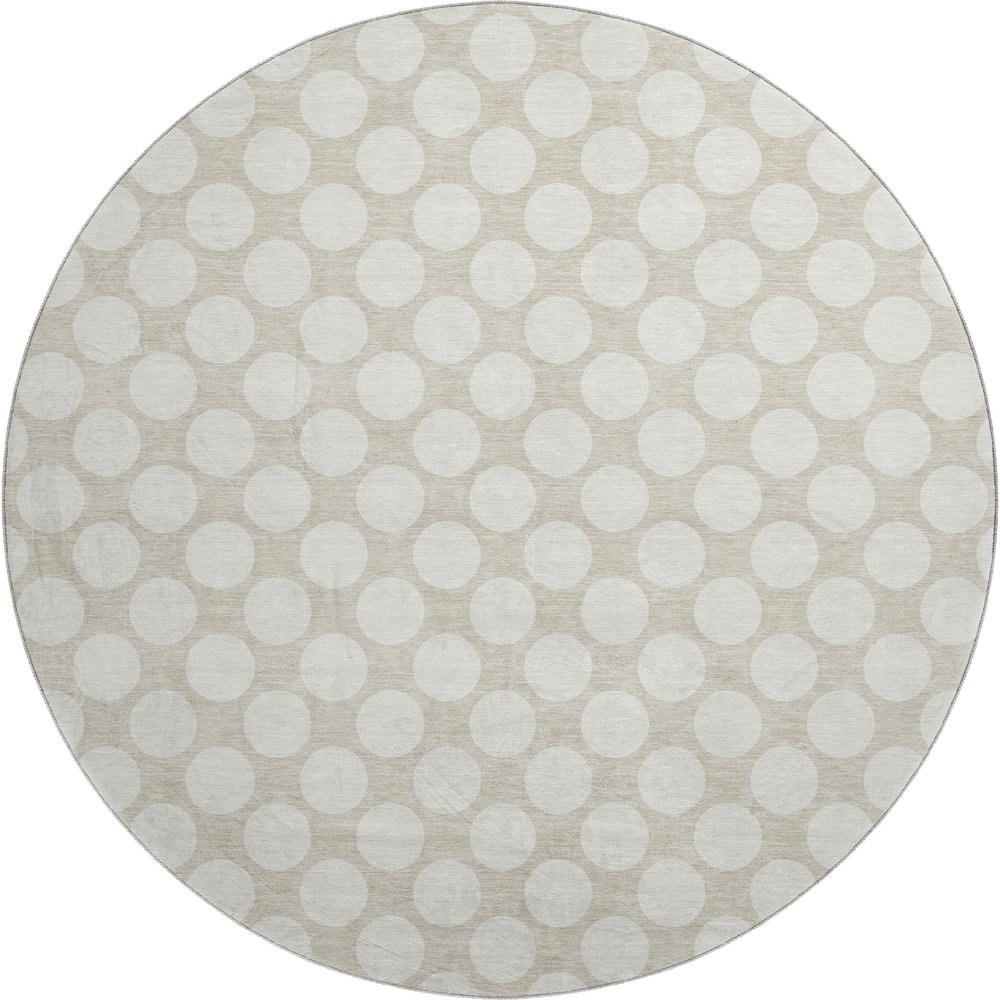 Luxury Washable Indoor/Outdoor The Reserve Beige 8' x 8' Round Rug. Picture 1