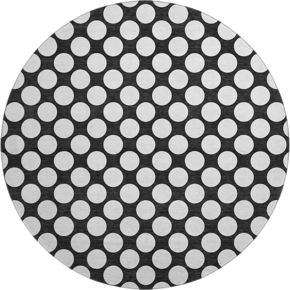 Luxury Washable Indoor/Outdoor The Reserve Black 8' x 8' Round Rug. Picture 1