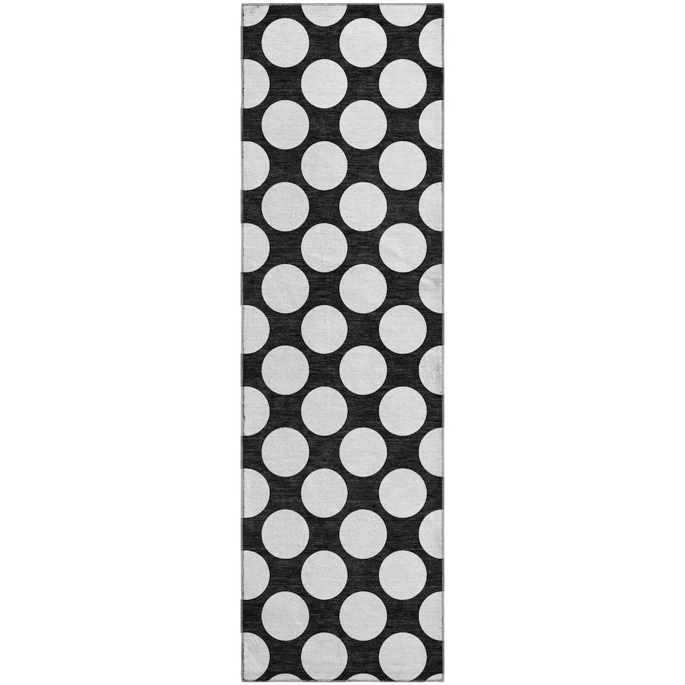 Luxury Washable Indoor/Outdoor The Reserve Black 2'3" x 7'6" Runner Rug. Picture 1