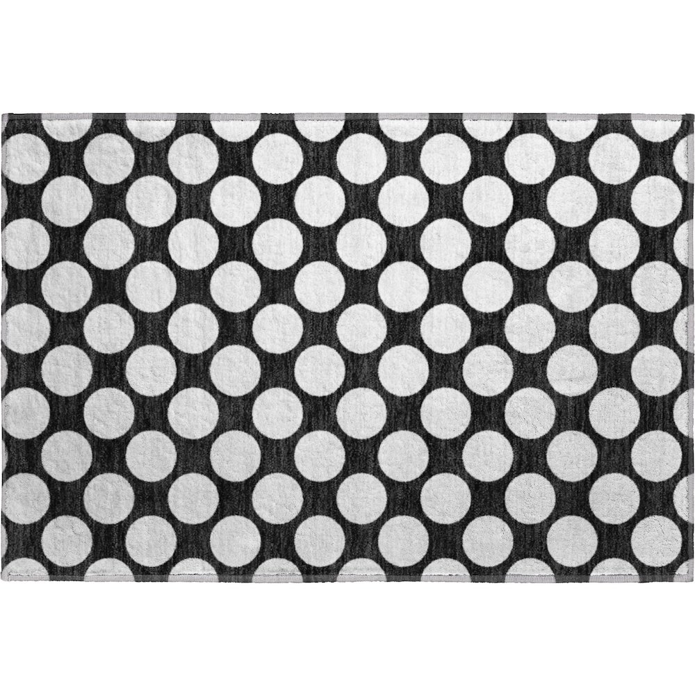 Luxury Washable Indoor/Outdoor The Reserve Black 1'8" x 2'6" Rug. Picture 1