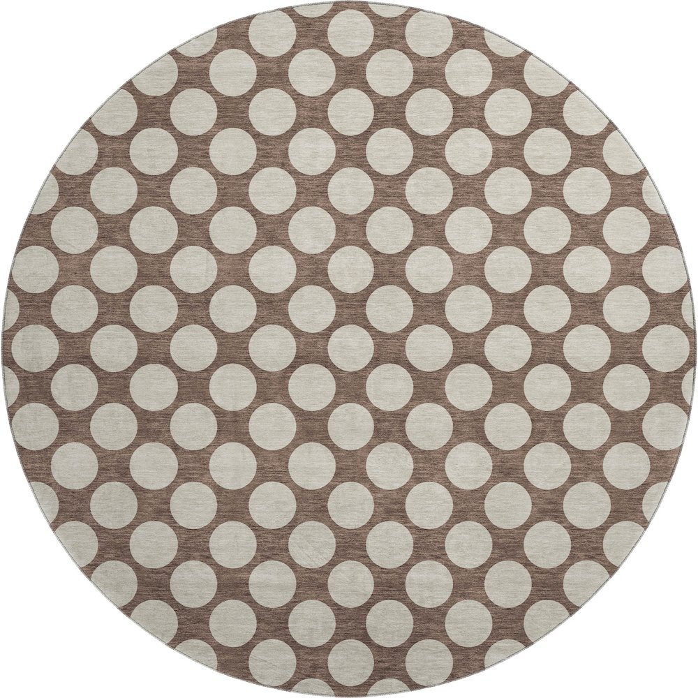Luxury Washable Indoor/Outdoor The Reserve Coffee 8' x 8' Round Rug. Picture 1