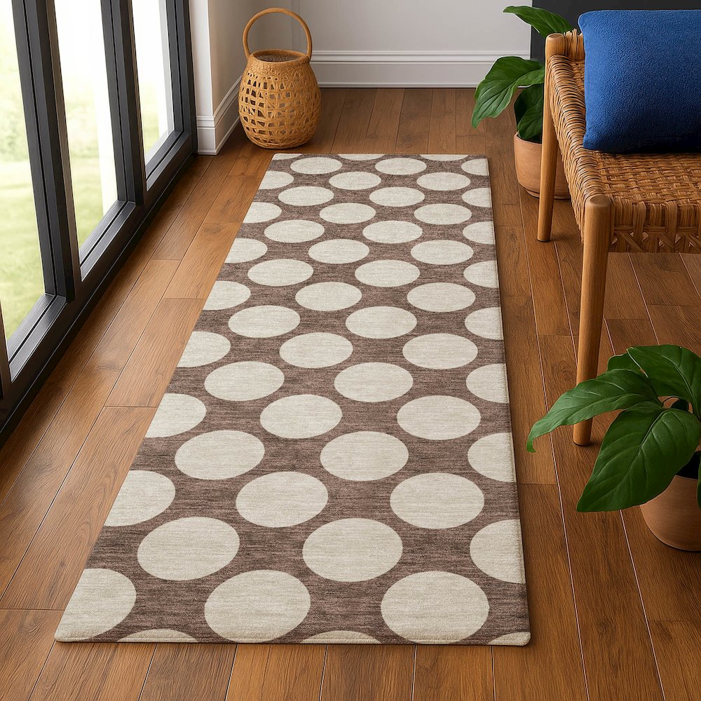 Luxury Washable Indoor/Outdoor The Reserve Coffee 2'3" x 7'6" Runner Rug. Picture 5