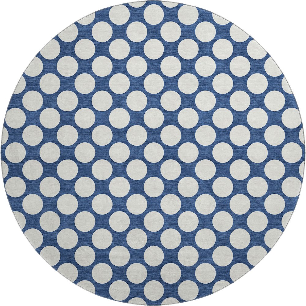 Luxury Washable Indoor/Outdoor The Reserve Navy 8' x 8' Round Rug. Picture 1