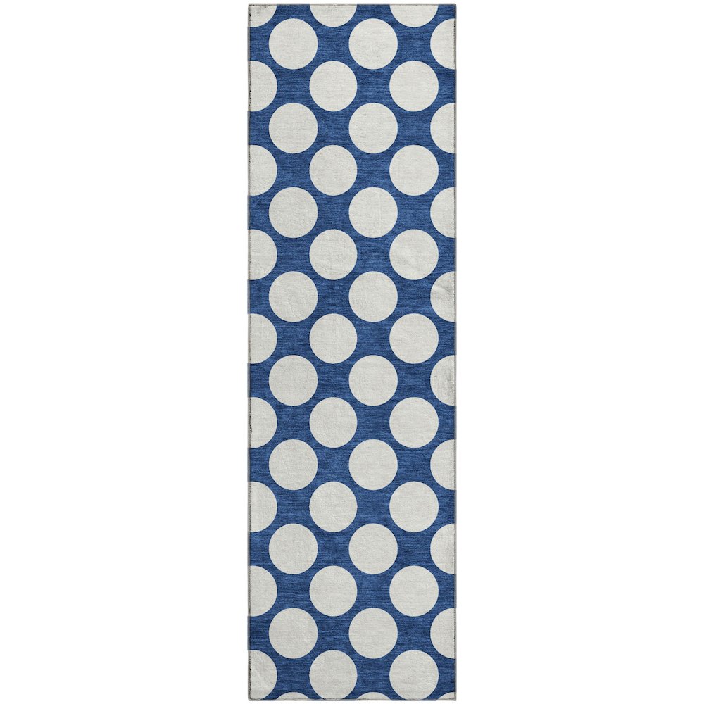 Luxury Washable Indoor/Outdoor The Reserve Navy 2'3" x 7'6" Runner Rug. Picture 1