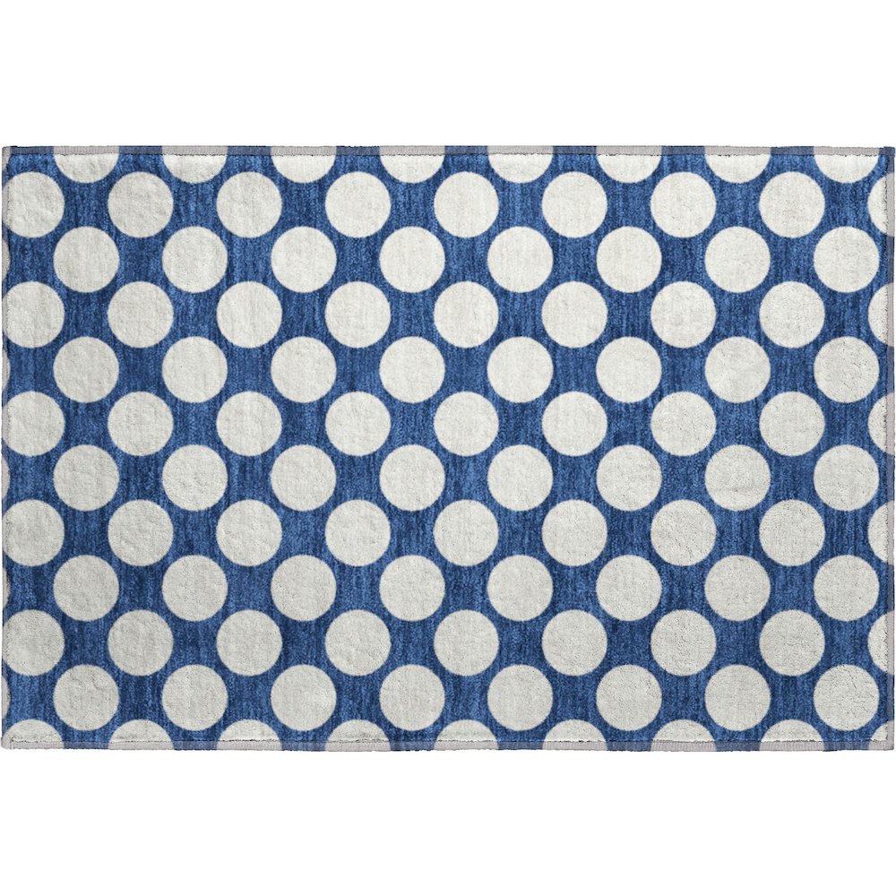 Luxury Washable Indoor/Outdoor The Reserve Navy 1'8" x 2'6" Rug. Picture 1