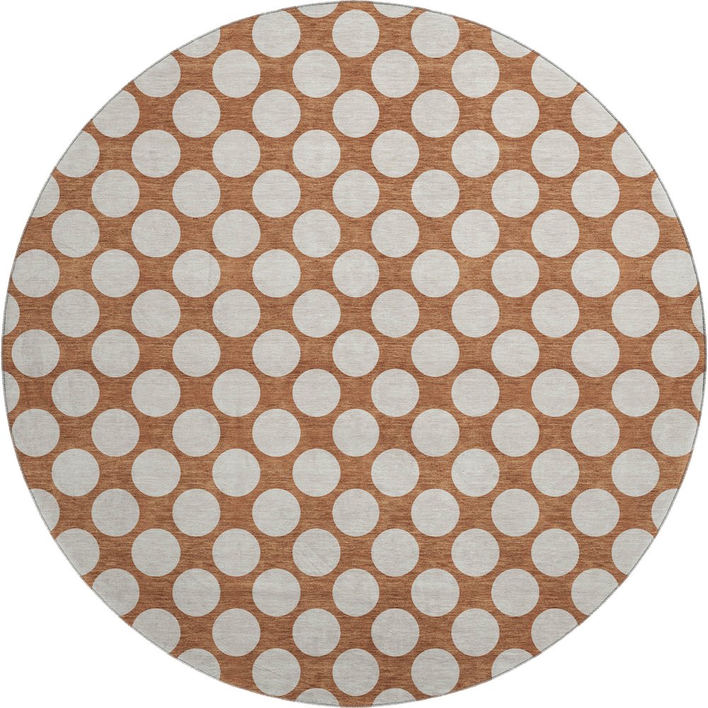 Luxury Washable Indoor/Outdoor The Reserve Paprika 8' x 8' Round Rug. Picture 1