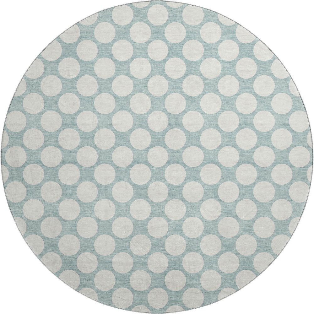Luxury Washable Indoor/Outdoor The Reserve Seafoam 8' x 8' Round Rug. Picture 1
