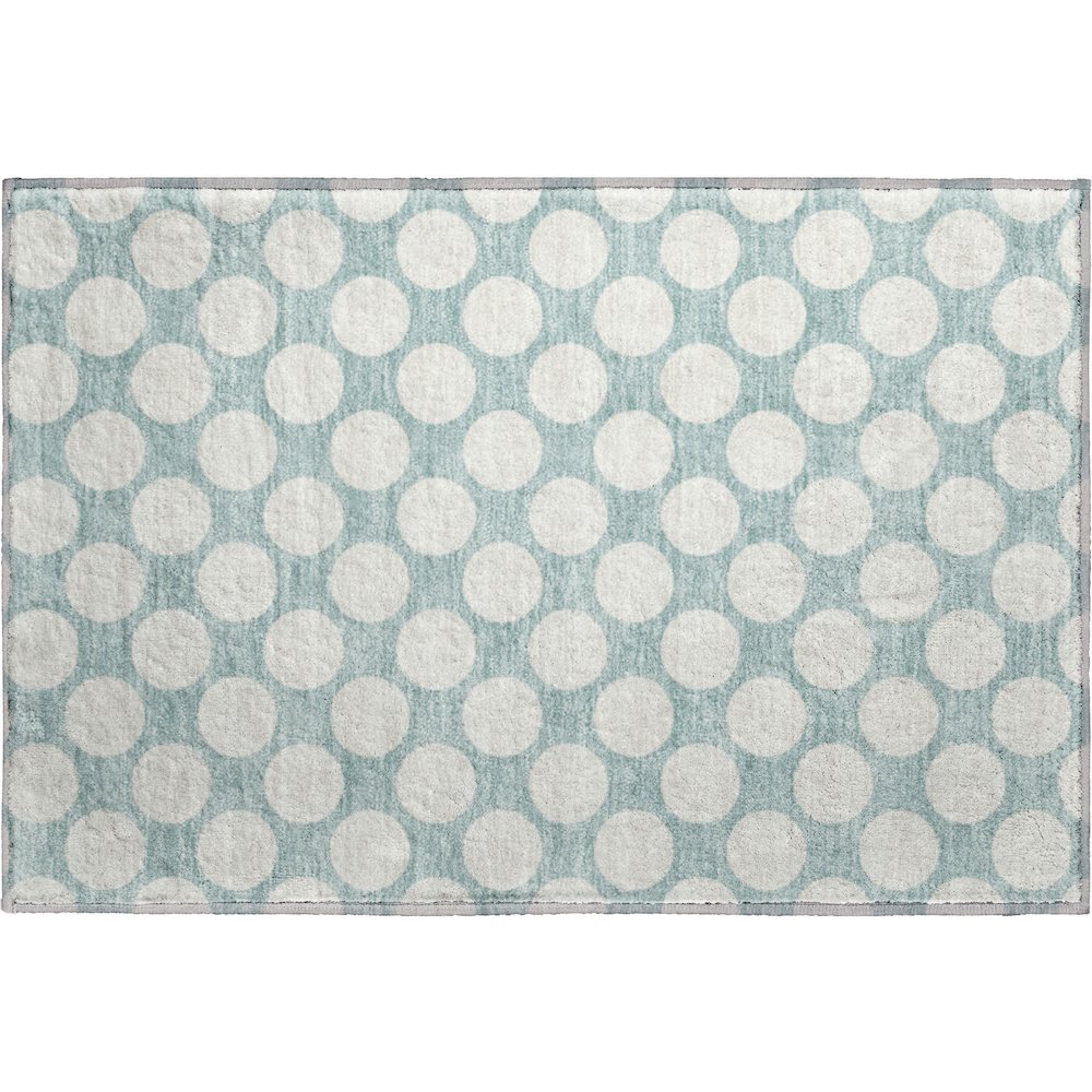 Luxury Washable Indoor/Outdoor The Reserve Seafoam 1'8" x 2'6" Rug. Picture 1