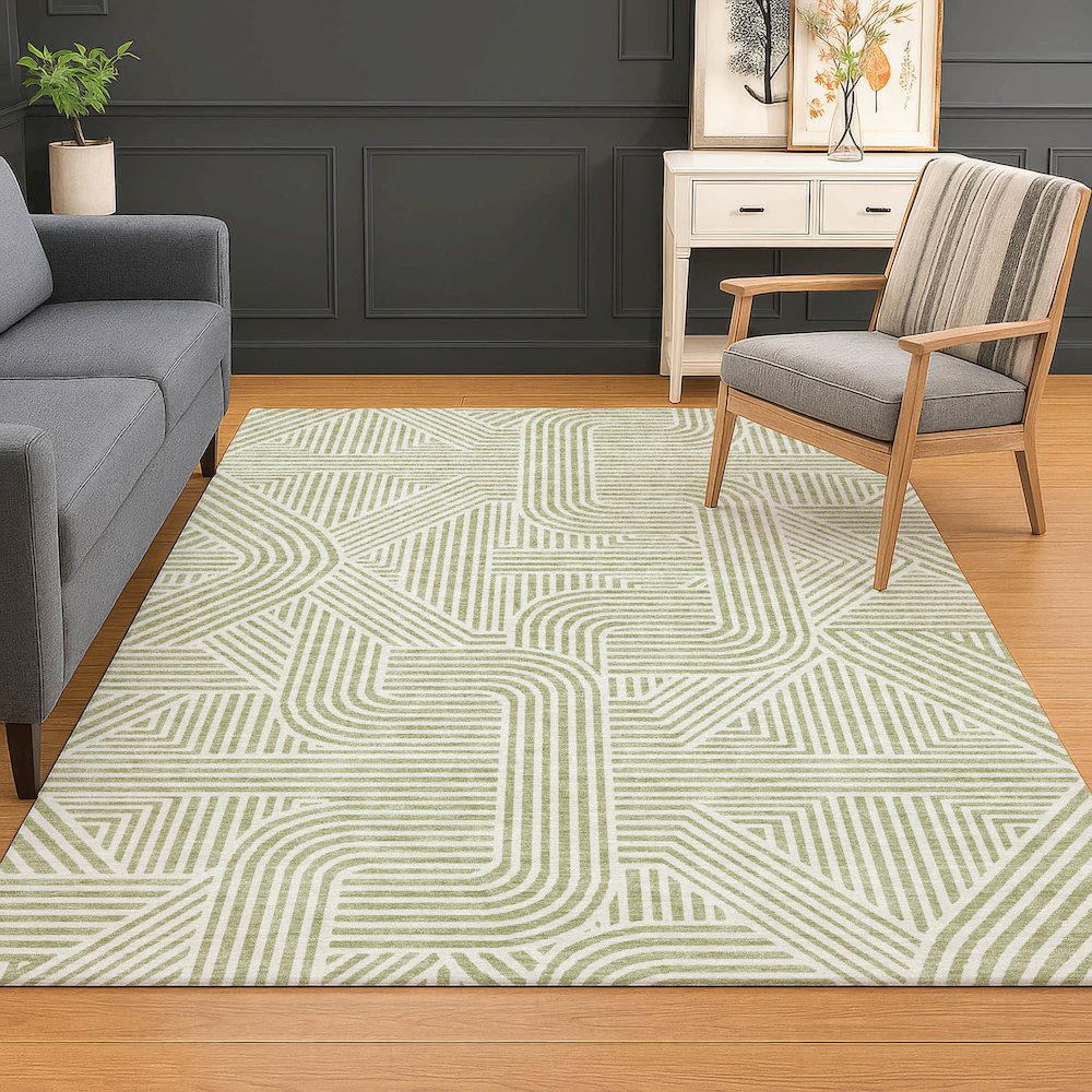 Luxury Washable Indoor/Outdoor The Reserve Aloe 2'6" x 3'10" Rug. Picture 5