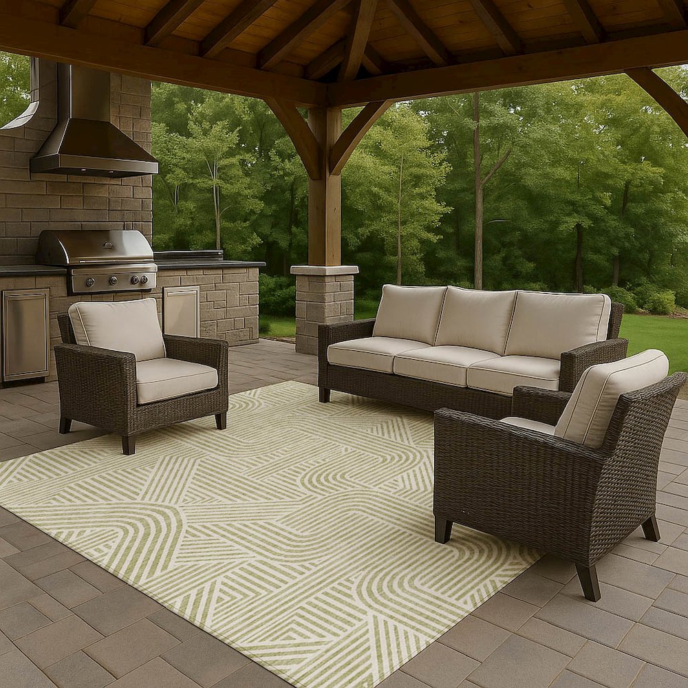 Luxury Washable Indoor/Outdoor The Reserve Aloe 2'6" x 3'10" Rug. Picture 7