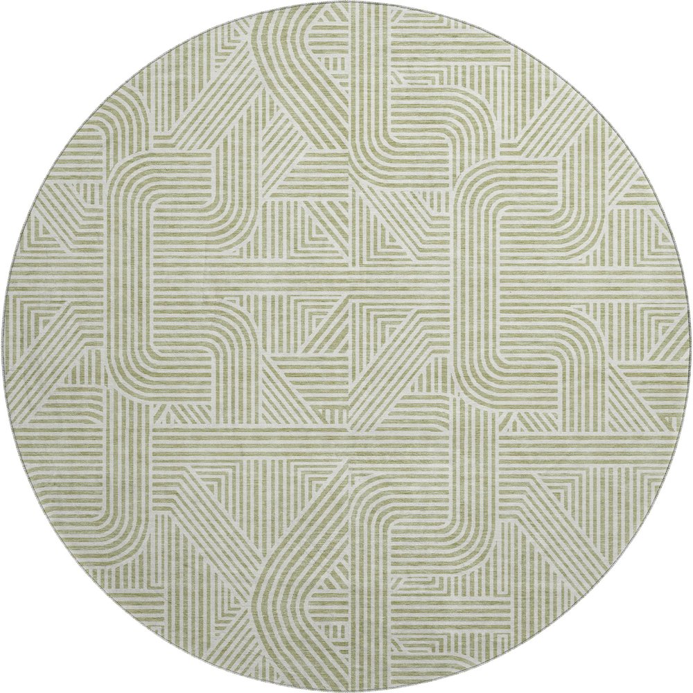 Luxury Washable Indoor/Outdoor The Reserve Aloe 8' x 8' Round Rug. Picture 1