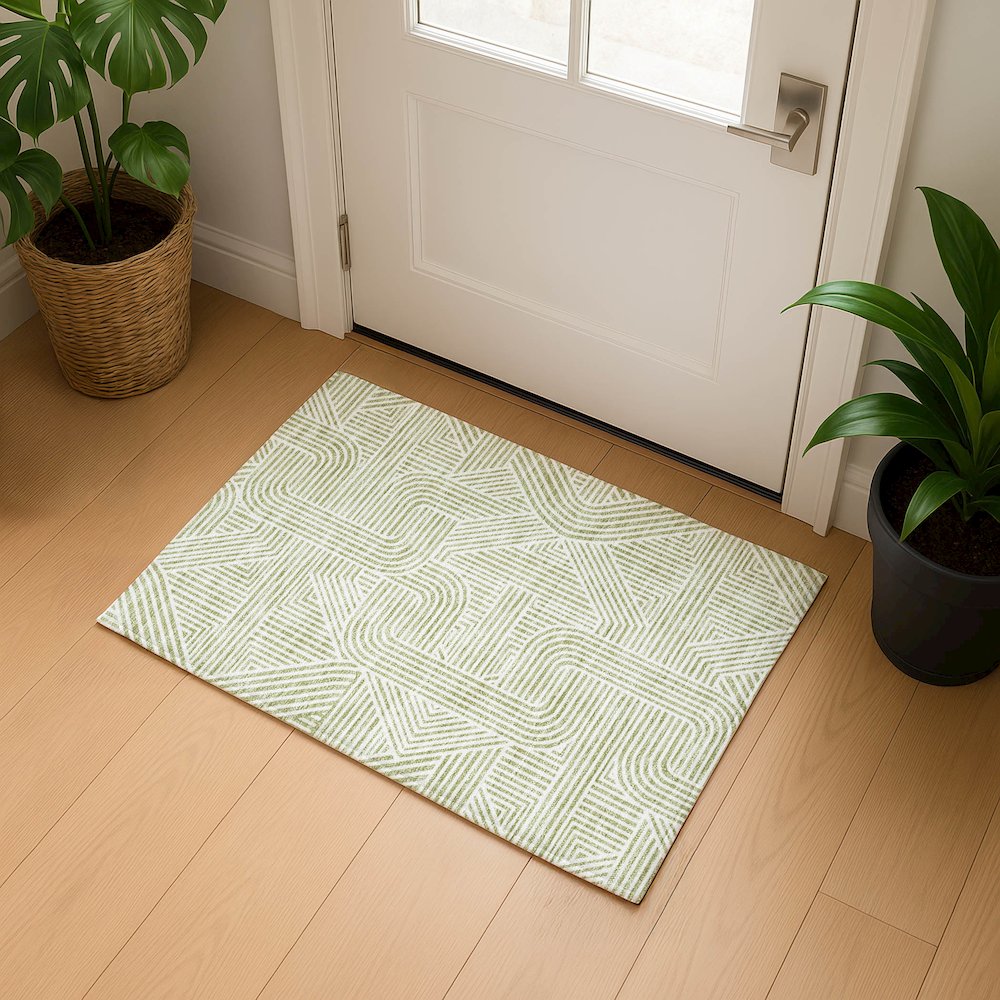 Luxury Washable Indoor/Outdoor The Reserve Aloe 1'8" x 2'6" Rug. Picture 5