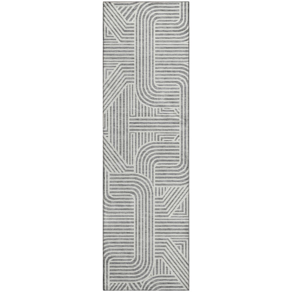 Luxury Washable Indoor/Outdoor The Reserve Gray 2'3" x 7'6" Runner Rug. Picture 1