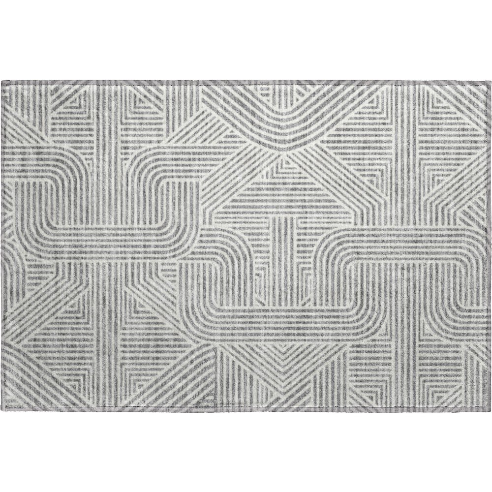Luxury Washable Indoor/Outdoor The Reserve Gray 1'8" x 2'6" Rug. Picture 1
