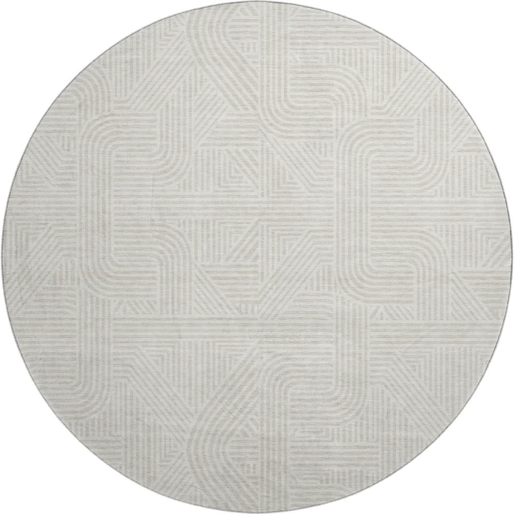 Luxury Washable Indoor/Outdoor The Reserve Linen 8' x 8' Round Rug. Picture 1