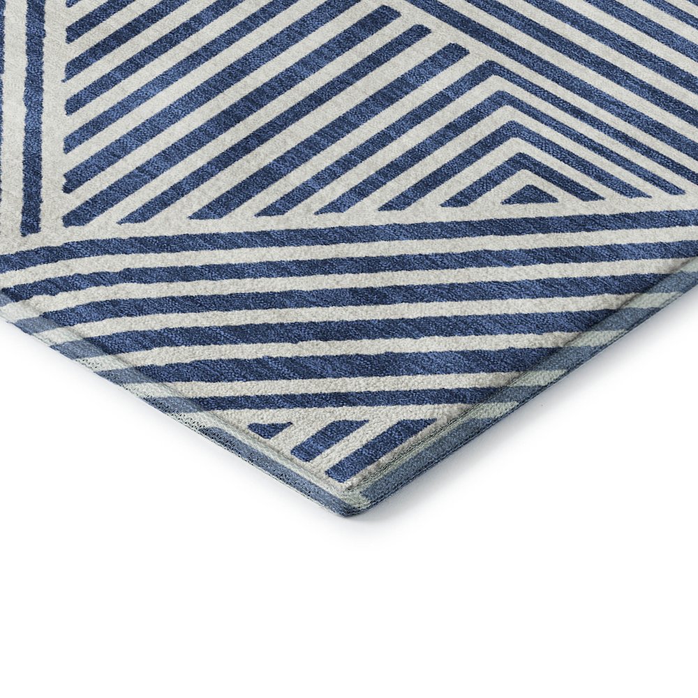 Luxury Washable Indoor/Outdoor The Reserve Navy 1'8" x 2'6" Rug. Picture 2