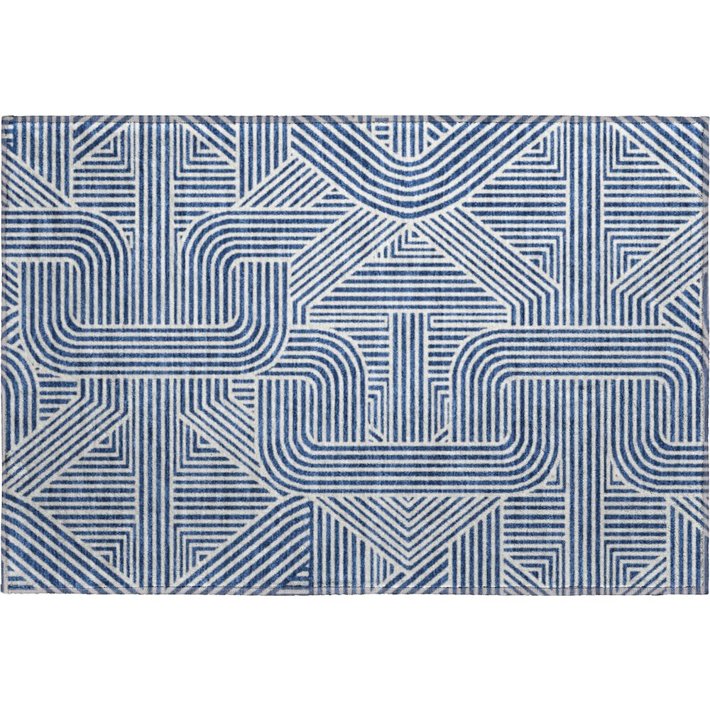 Luxury Washable Indoor/Outdoor The Reserve Navy 1'8" x 2'6" Rug. Picture 1