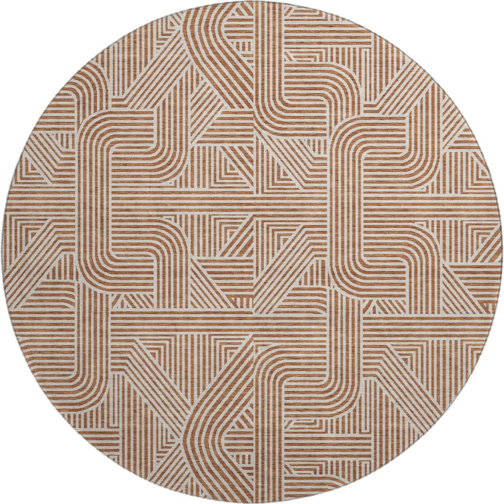 Luxury Washable Indoor/Outdoor The Reserve Paprika 8' x 8' Round Rug. Picture 1