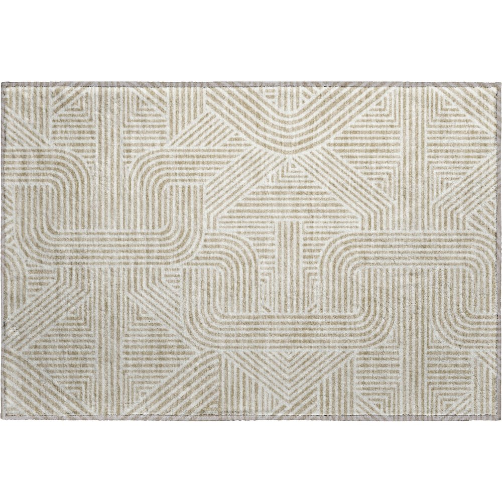 Luxury Washable Indoor/Outdoor The Reserve Putty 1'8" x 2'6" Rug. Picture 1