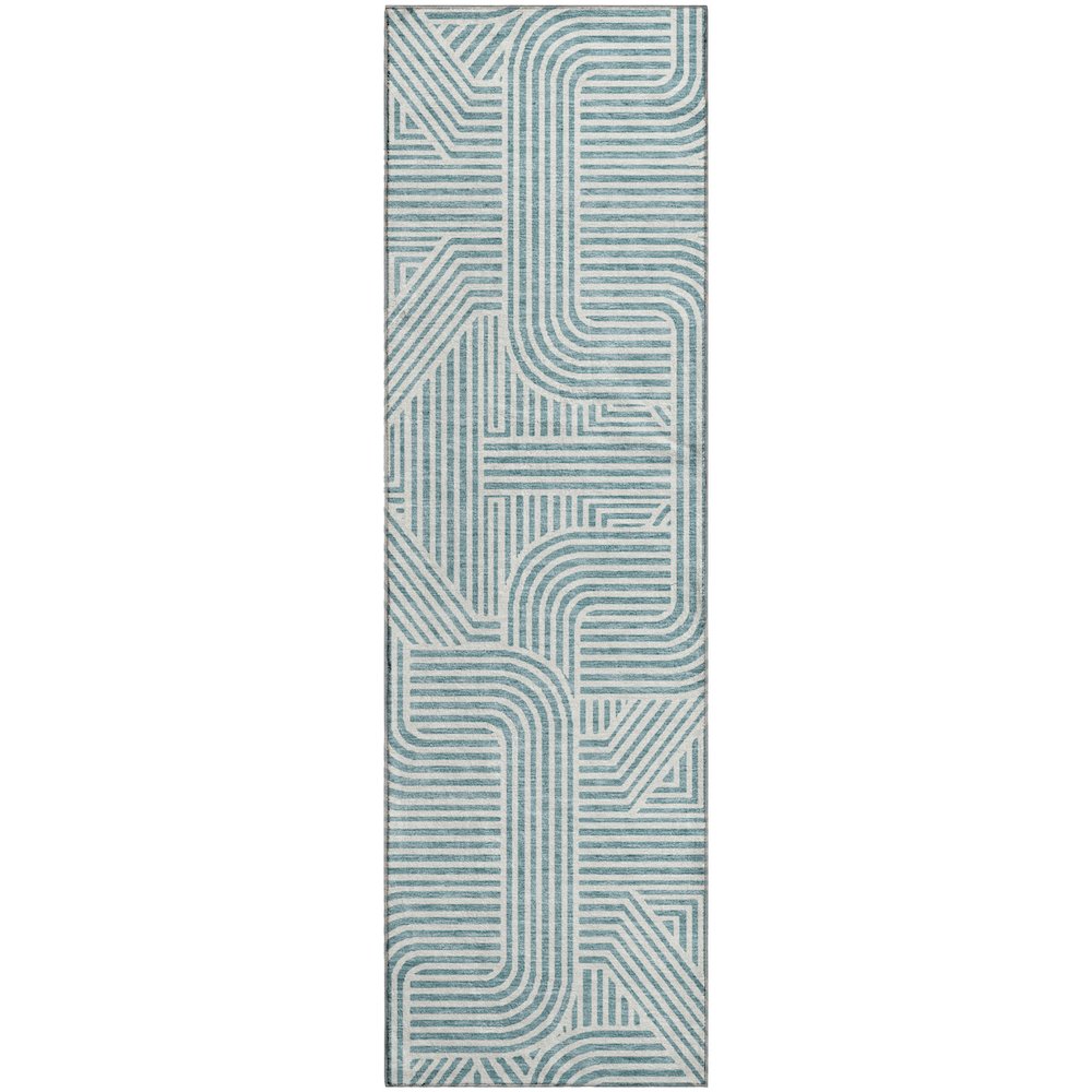 Luxury Washable Indoor/Outdoor The Reserve Teal 2'3" x 7'6" Runner Rug. Picture 1