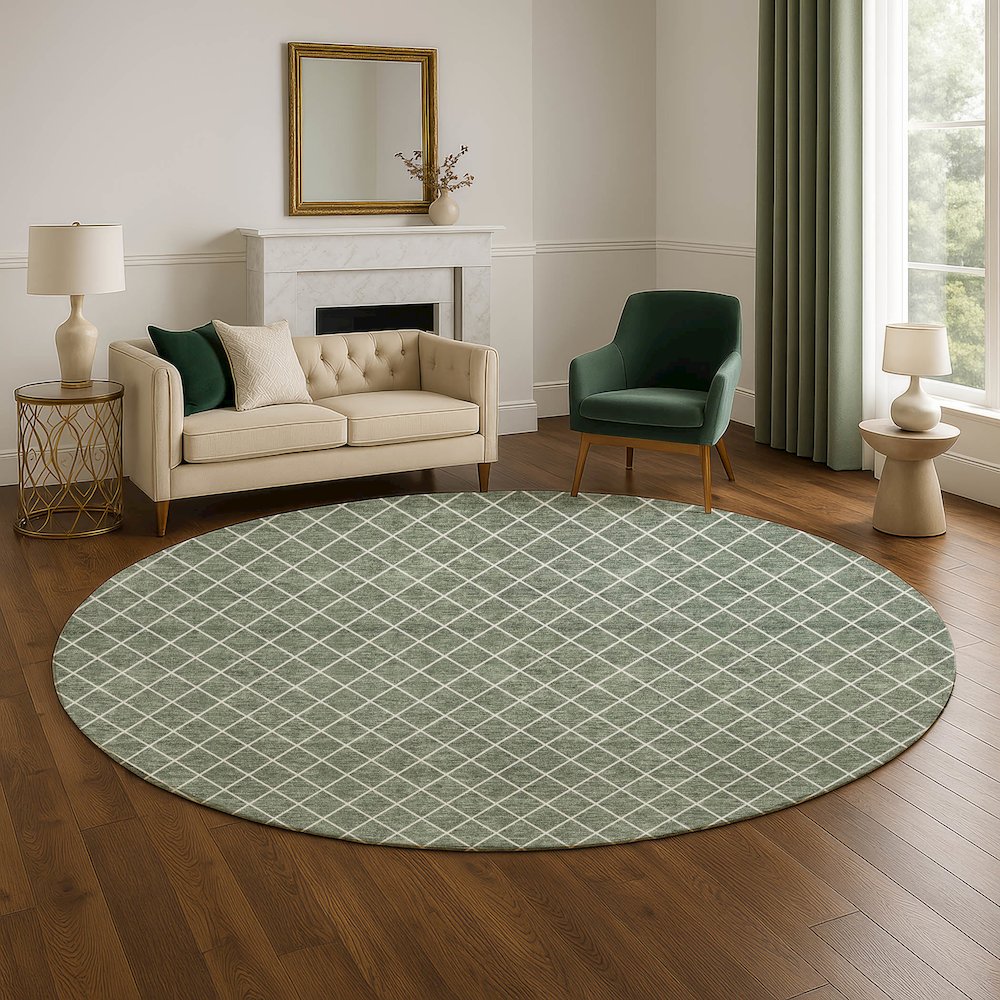 Luxury Washable Indoor/Outdoor The Reserve Basil 8' x 8' Round Rug. Picture 5