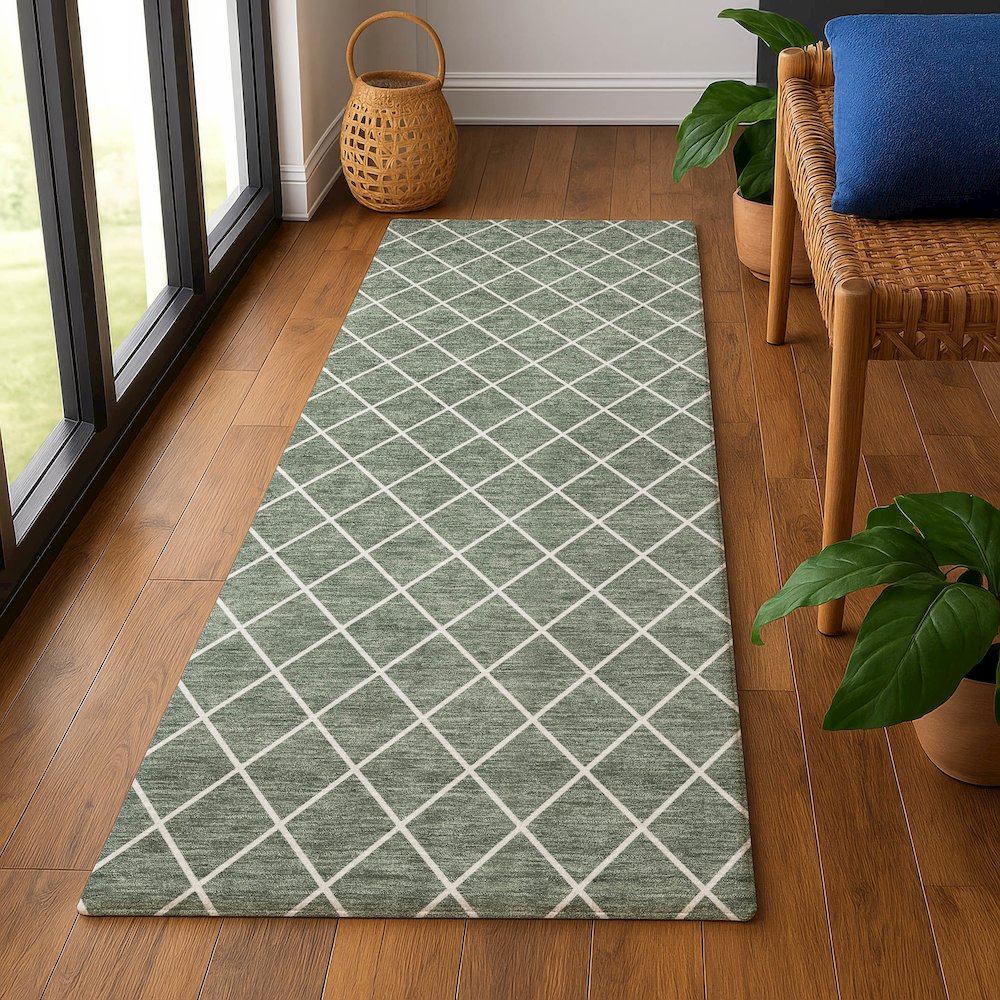 Luxury Washable Indoor/Outdoor The Reserve Basil 2'3" x 7'6" Runner Rug. Picture 5