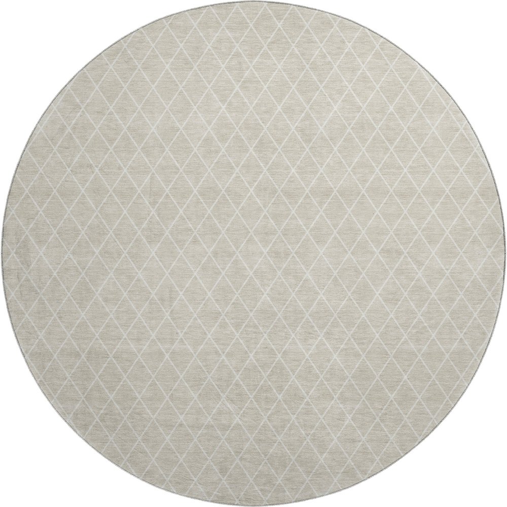 Luxury Washable Indoor/Outdoor The Reserve Beige 8' x 8' Round Rug. Picture 1