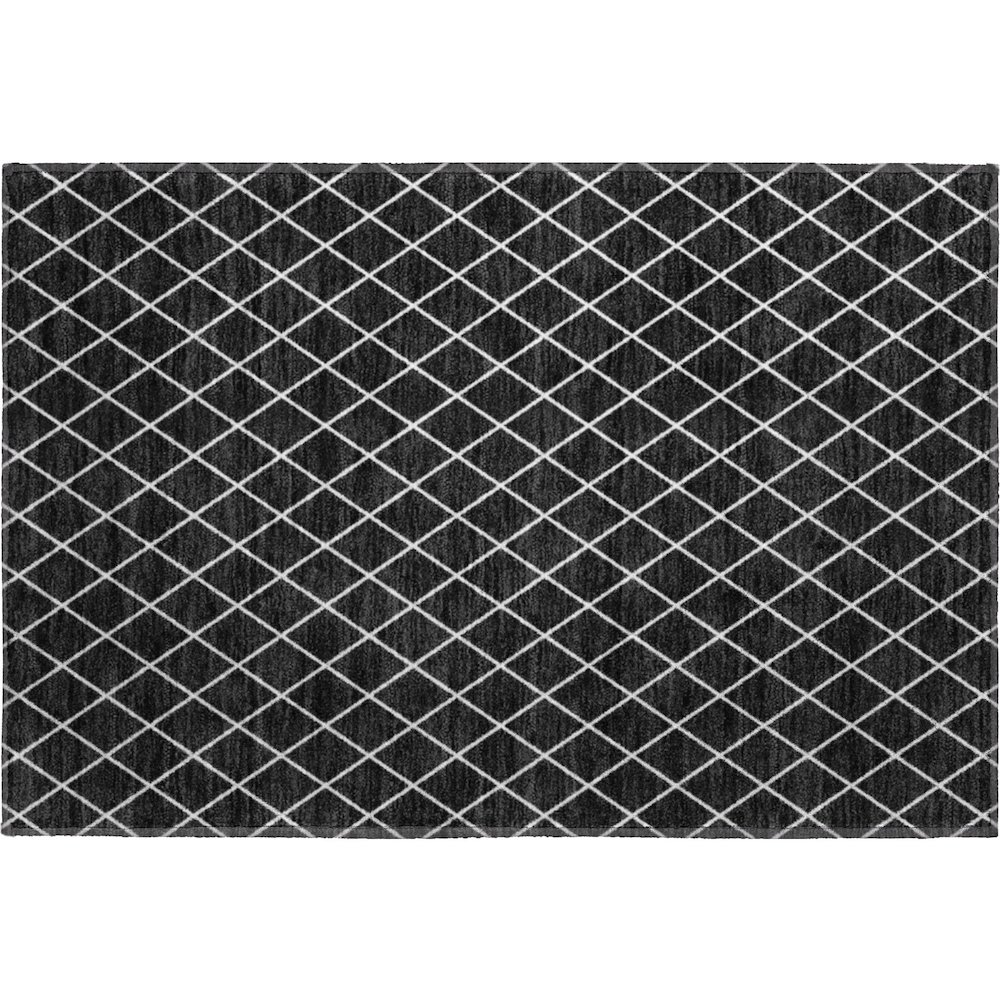 Luxury Washable Indoor/Outdoor The Reserve Black 1'8" x 2'6" Rug. Picture 1