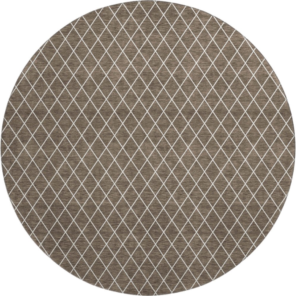 Luxury Washable Indoor/Outdoor The Reserve Brown 8' x 8' Round Rug. Picture 1