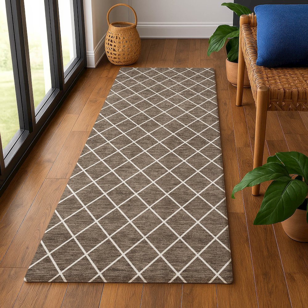 Luxury Washable Indoor/Outdoor The Reserve Brown 2'3" x 7'6" Runner Rug. Picture 5