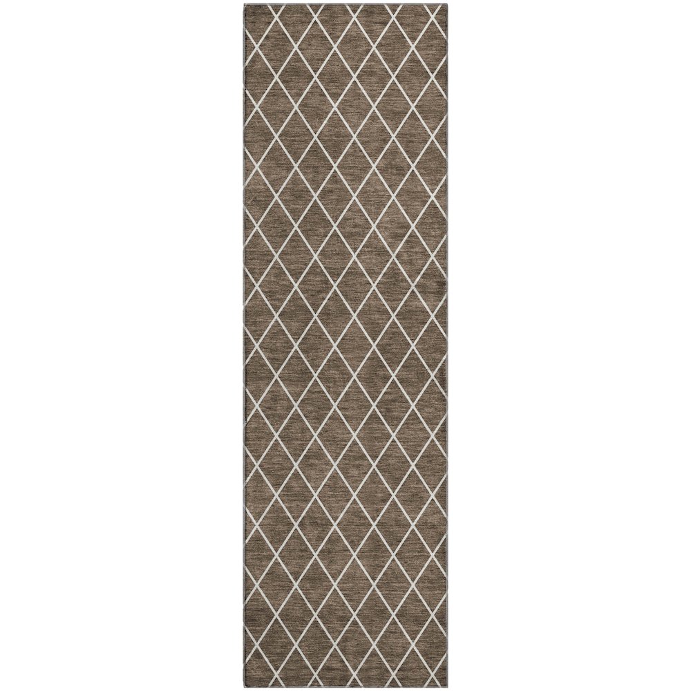 Luxury Washable Indoor/Outdoor The Reserve Brown 2'3" x 7'6" Runner Rug. Picture 1