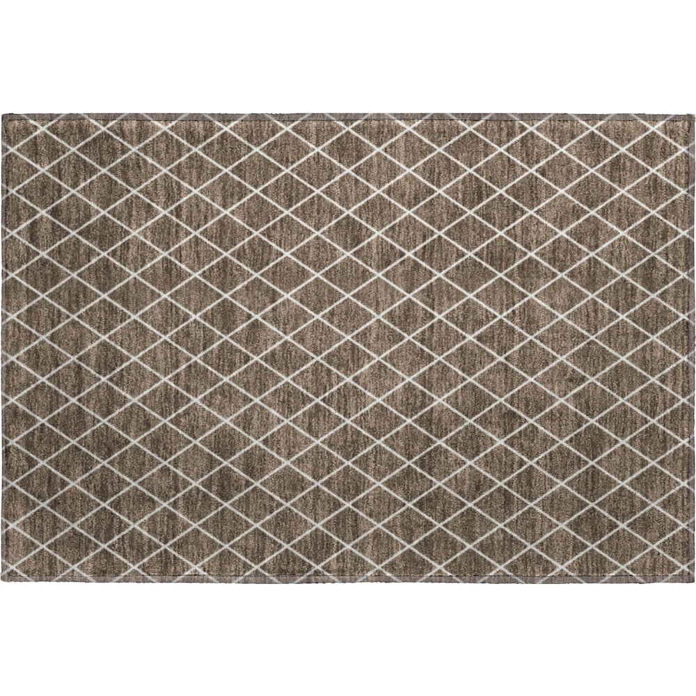 Luxury Washable Indoor/Outdoor The Reserve Brown 1'8" x 2'6" Rug. Picture 1