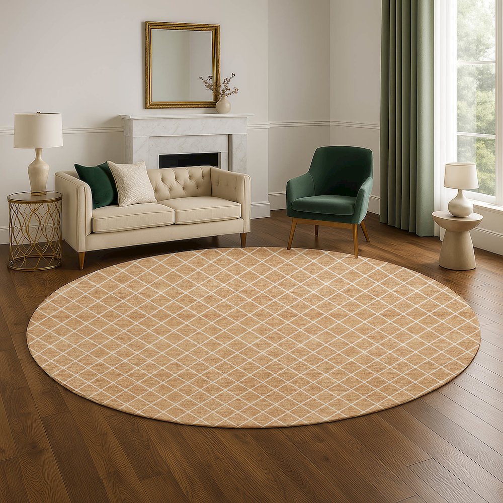 Luxury Washable Indoor/Outdoor The Reserve Copper 8' x 8' Round Rug. Picture 5
