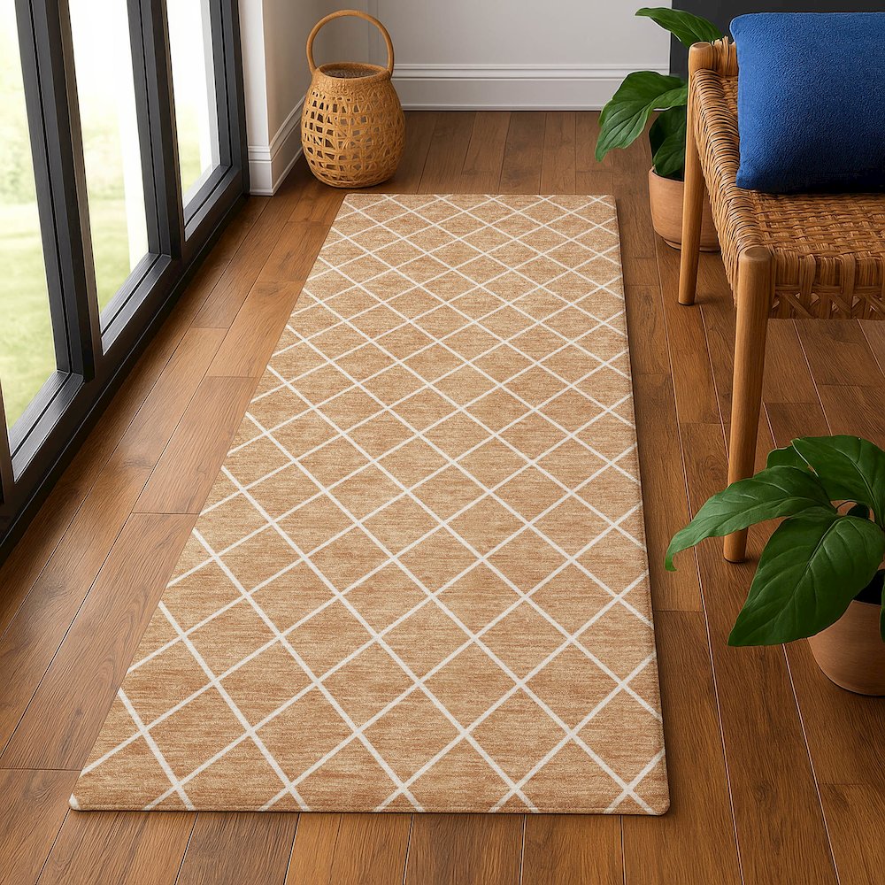 Luxury Washable Indoor/Outdoor The Reserve Copper 2'3" x 7'6" Runner Rug. Picture 5