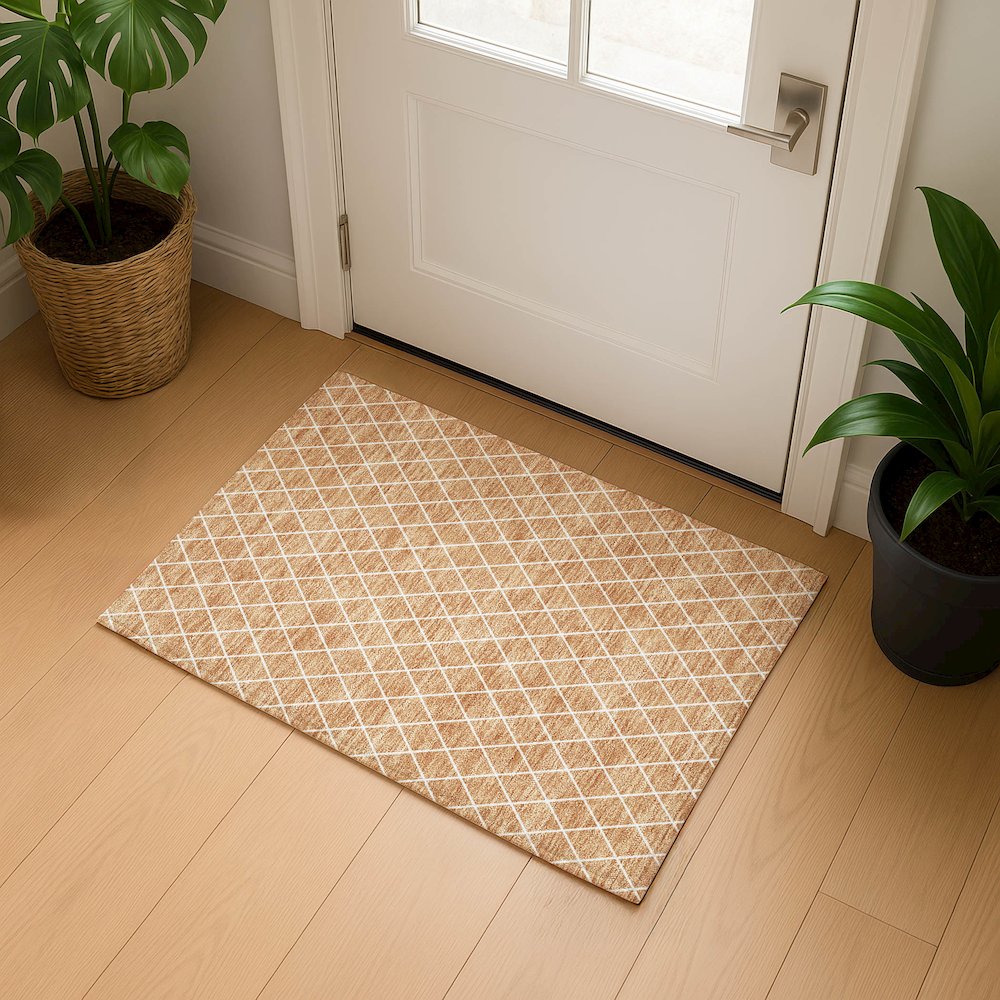 Luxury Washable Indoor/Outdoor The Reserve Copper 1'8" x 2'6" Rug. Picture 5