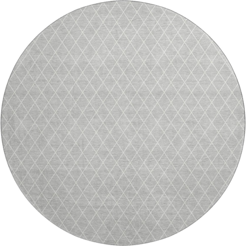 Luxury Washable Indoor/Outdoor The Reserve Silver 8' x 8' Round Rug. Picture 1